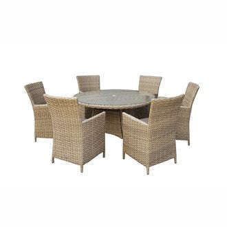 Exceptional Garden:Signature Weave Darcey 6-Seater Dining Set with Round Table