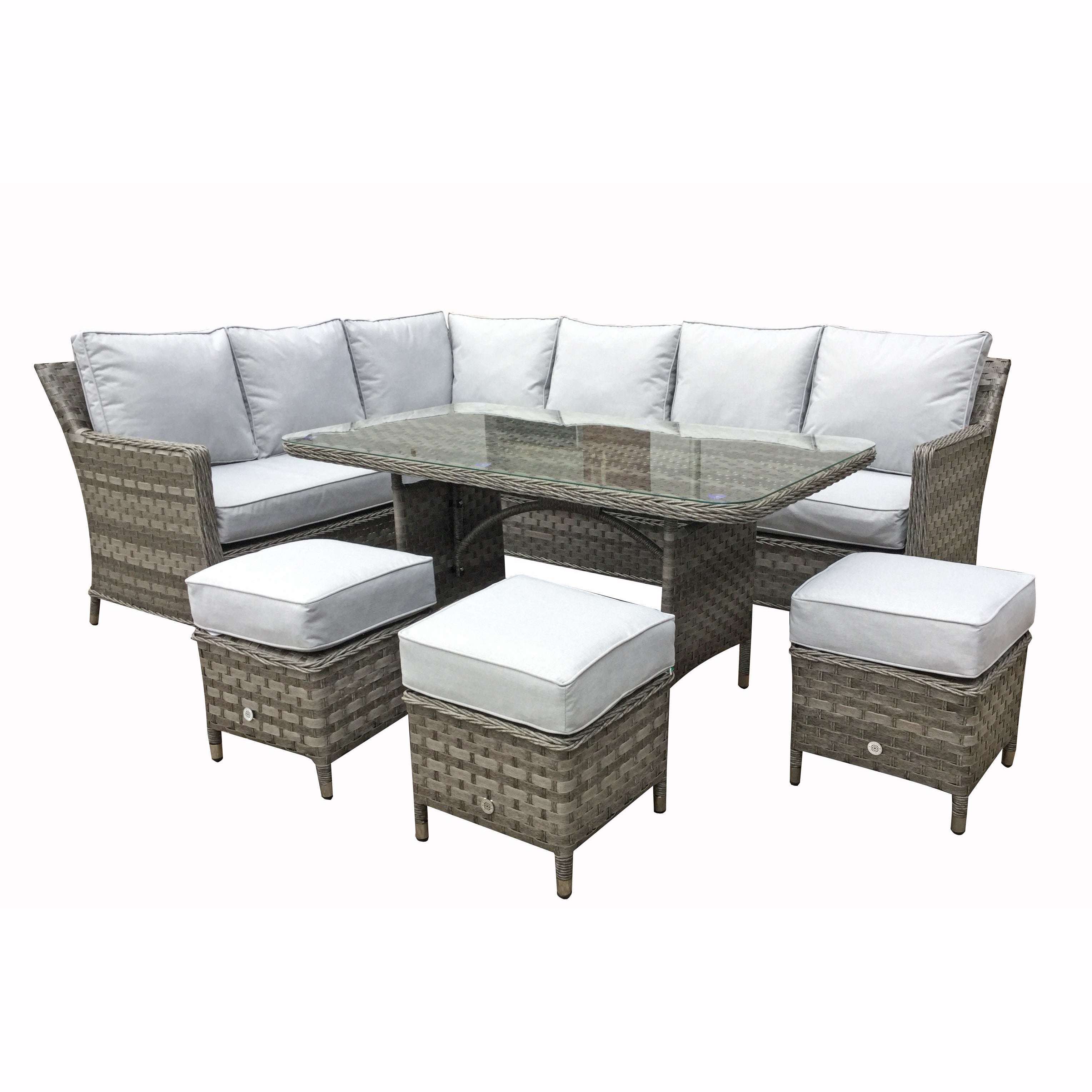 Exceptional Garden:Signature Weave Edwina Corner Dining Set - Multi Grey Wicker
