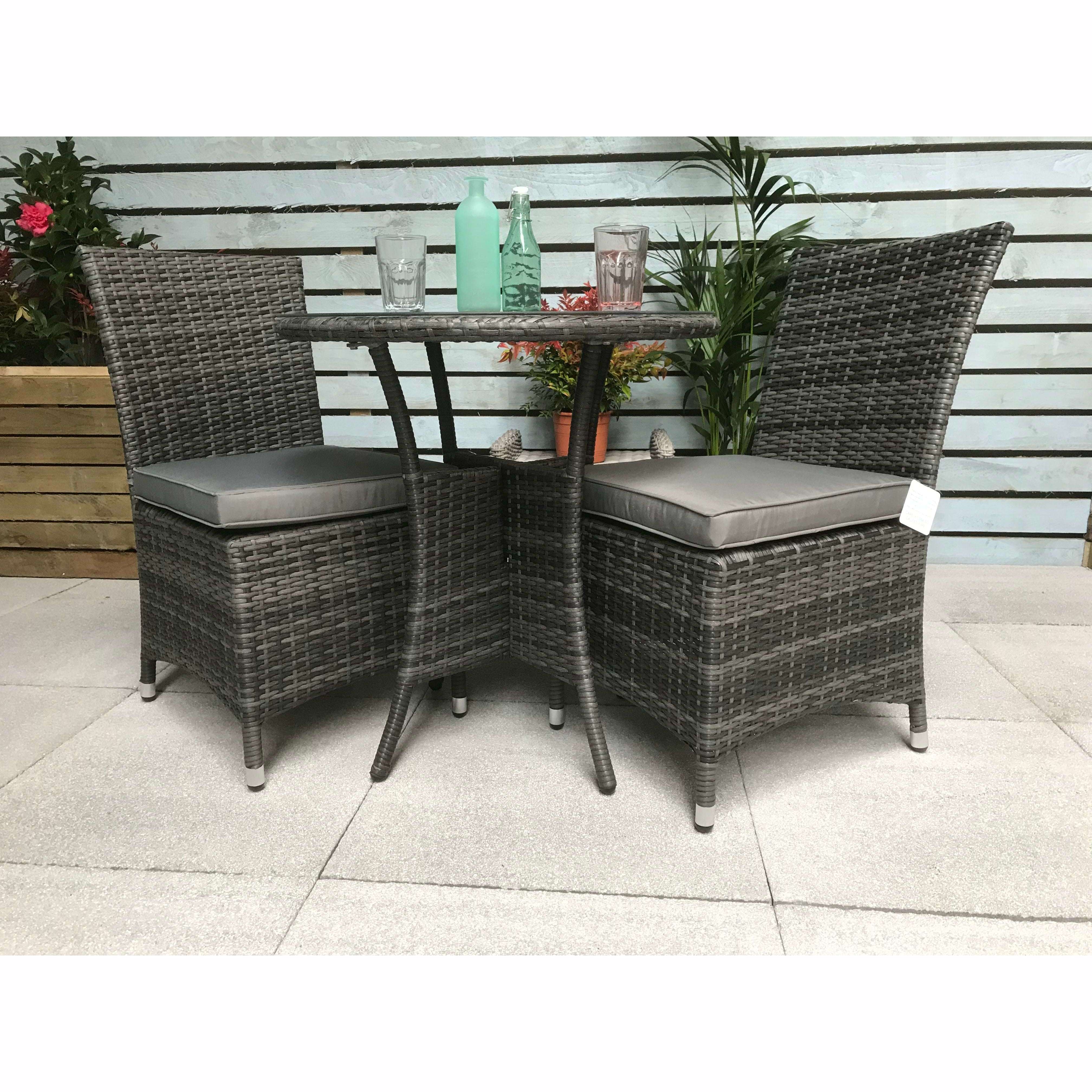 Exceptional Garden:Signature Weave Emily 2-Seater Bistro Set Armless Chairs
