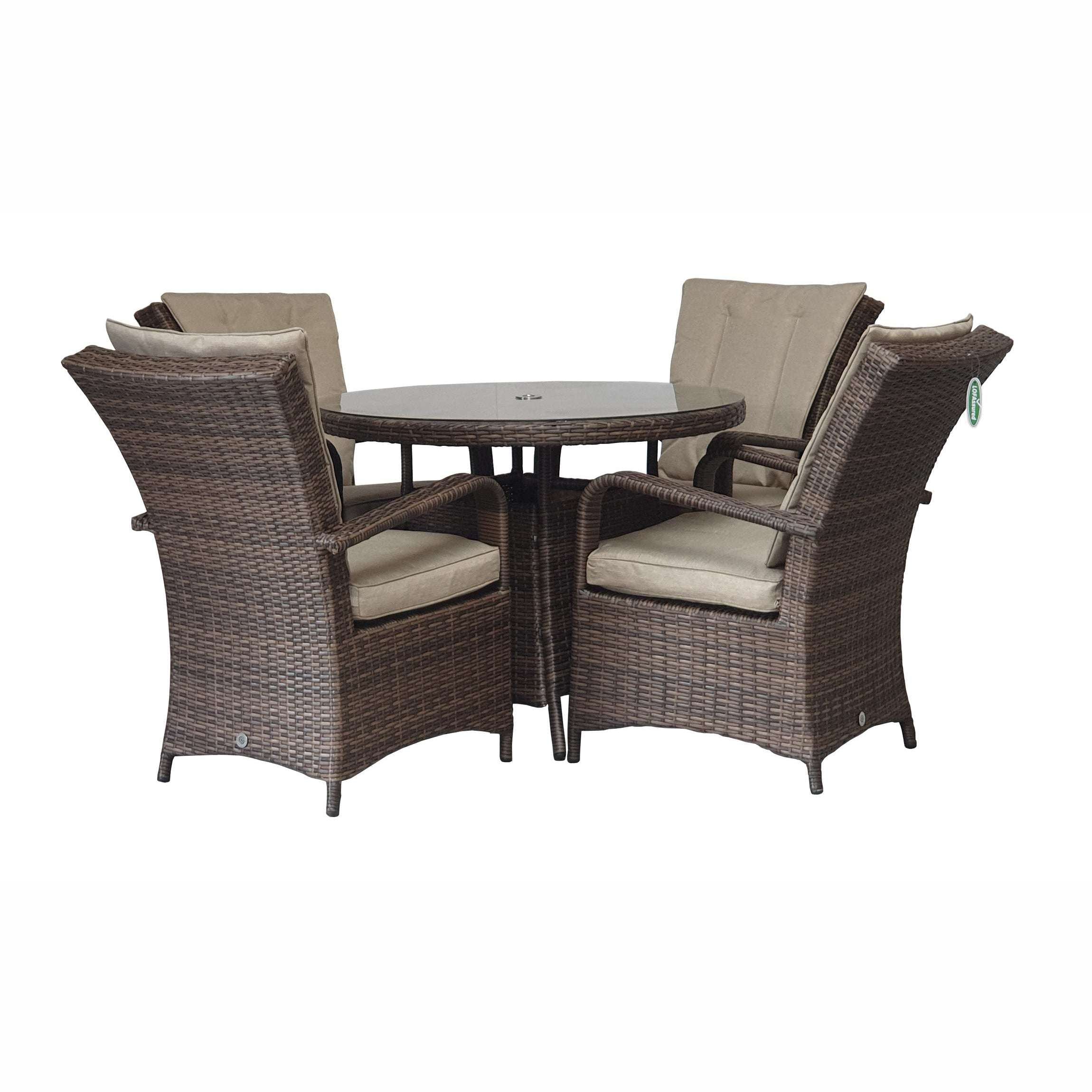 Exceptional Garden:Signature Weave Florence 4-Seater Round Dining Set - Brown