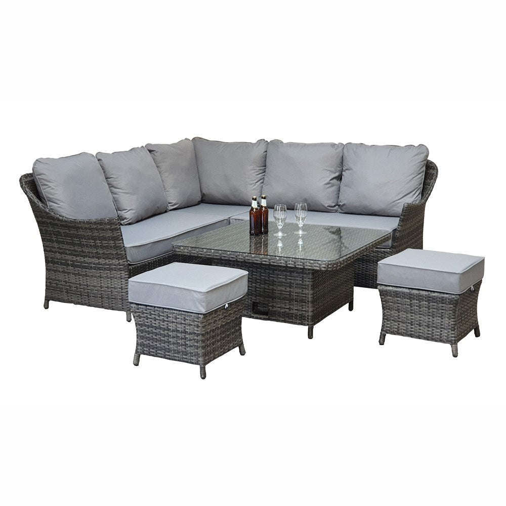 Exceptional Garden:Signature Weave Francesca Corner Dining Set with Lift Table