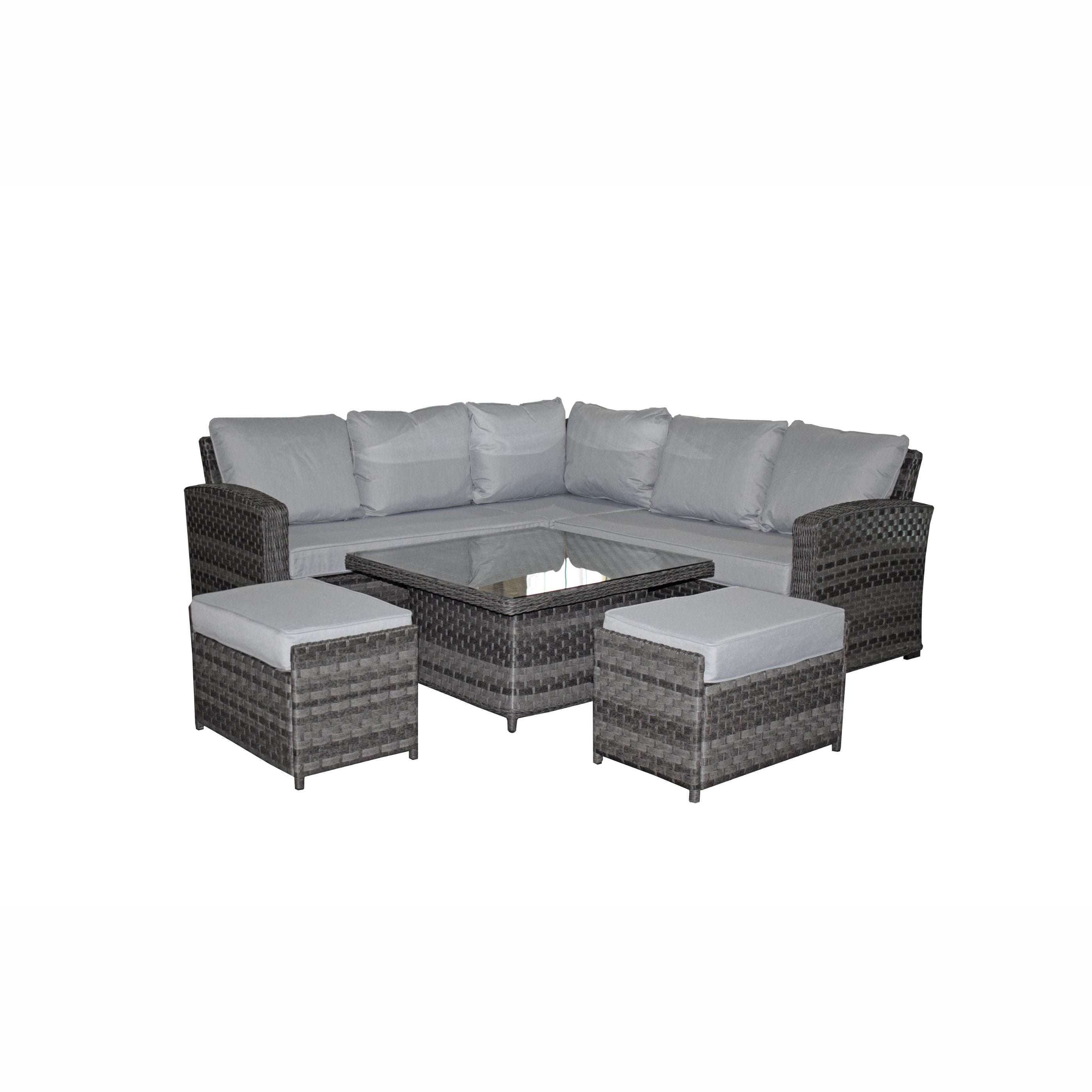Exceptional Garden:Signature Weave Grace Corner Dining Set with Lifting Table