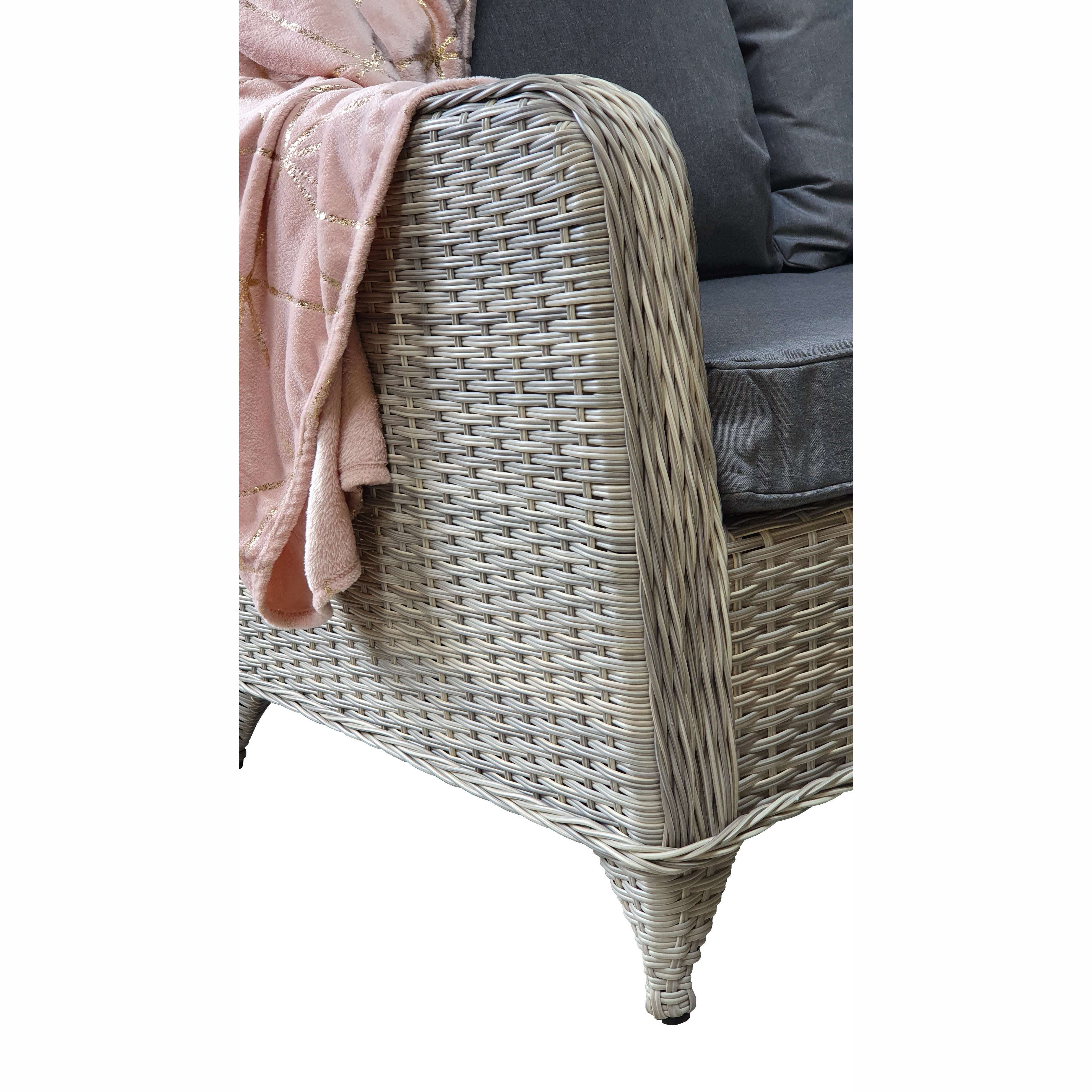 Exceptional Garden:Signature Weave Meghan Large Corner Dining Set with Firepit Table