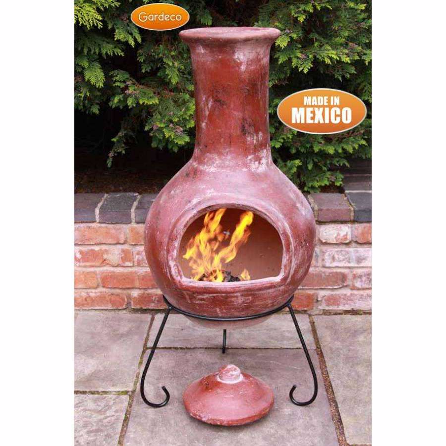 Exceptional Garden:Gardeco Colima Mexican Chimenea in Red- Extra Large