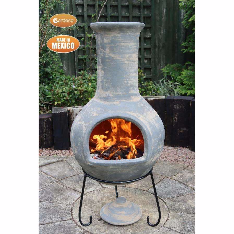 Exceptional Garden:Gardeco Colima Mexican Chimenea in Mid Grey - Extra Large