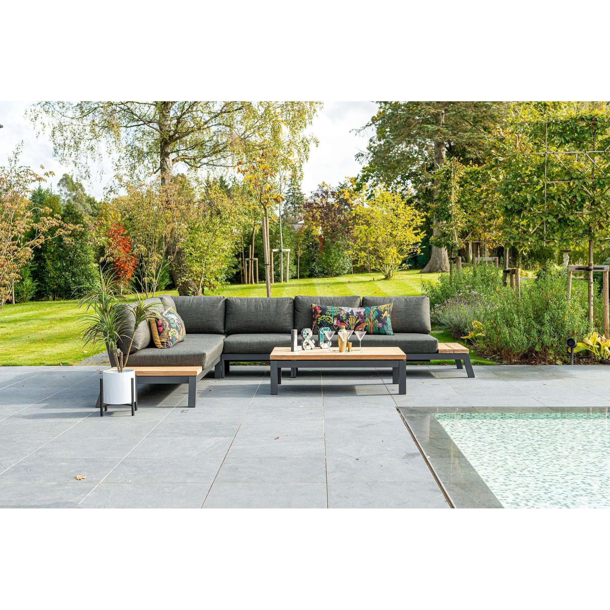 Exceptional Garden:4 Seasons Outdoor Empire Corner Sofa Set and 90cm Capitol Teak Coffee table