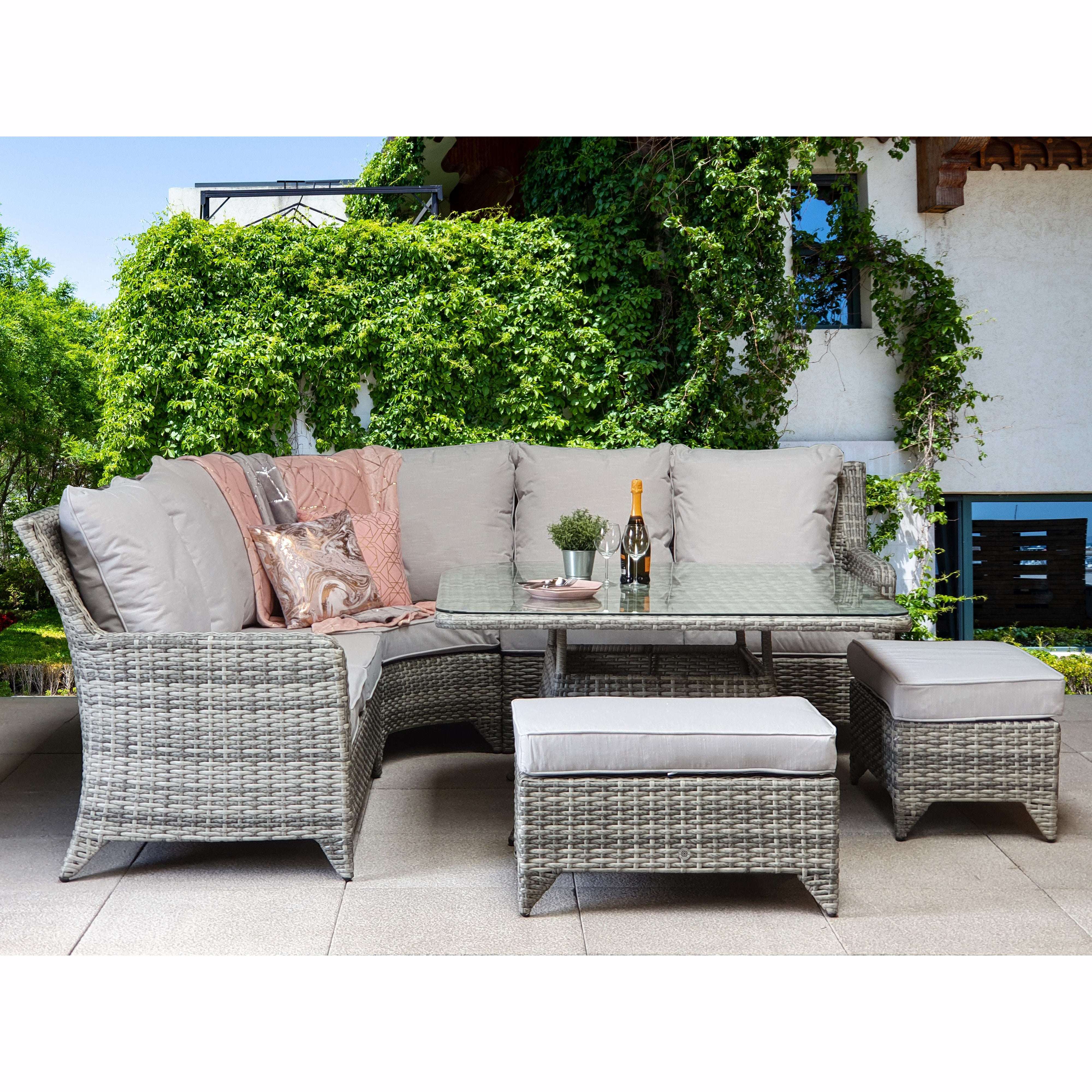 Exceptional Garden:Signature Weave Sarah Corner dining Set - Grey