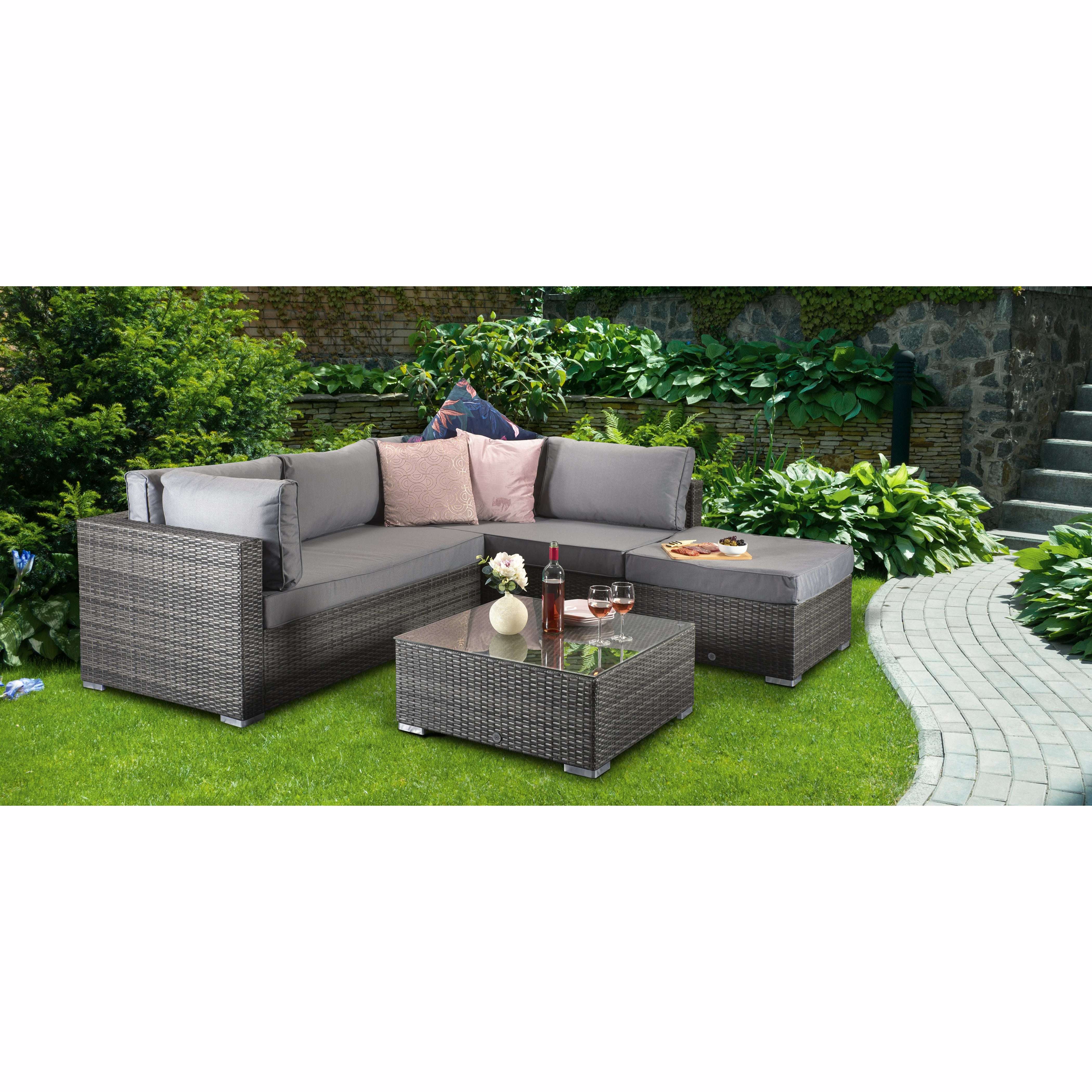 Exceptional Garden:Signature Weave Savannah Corner Sofa Set - Grey