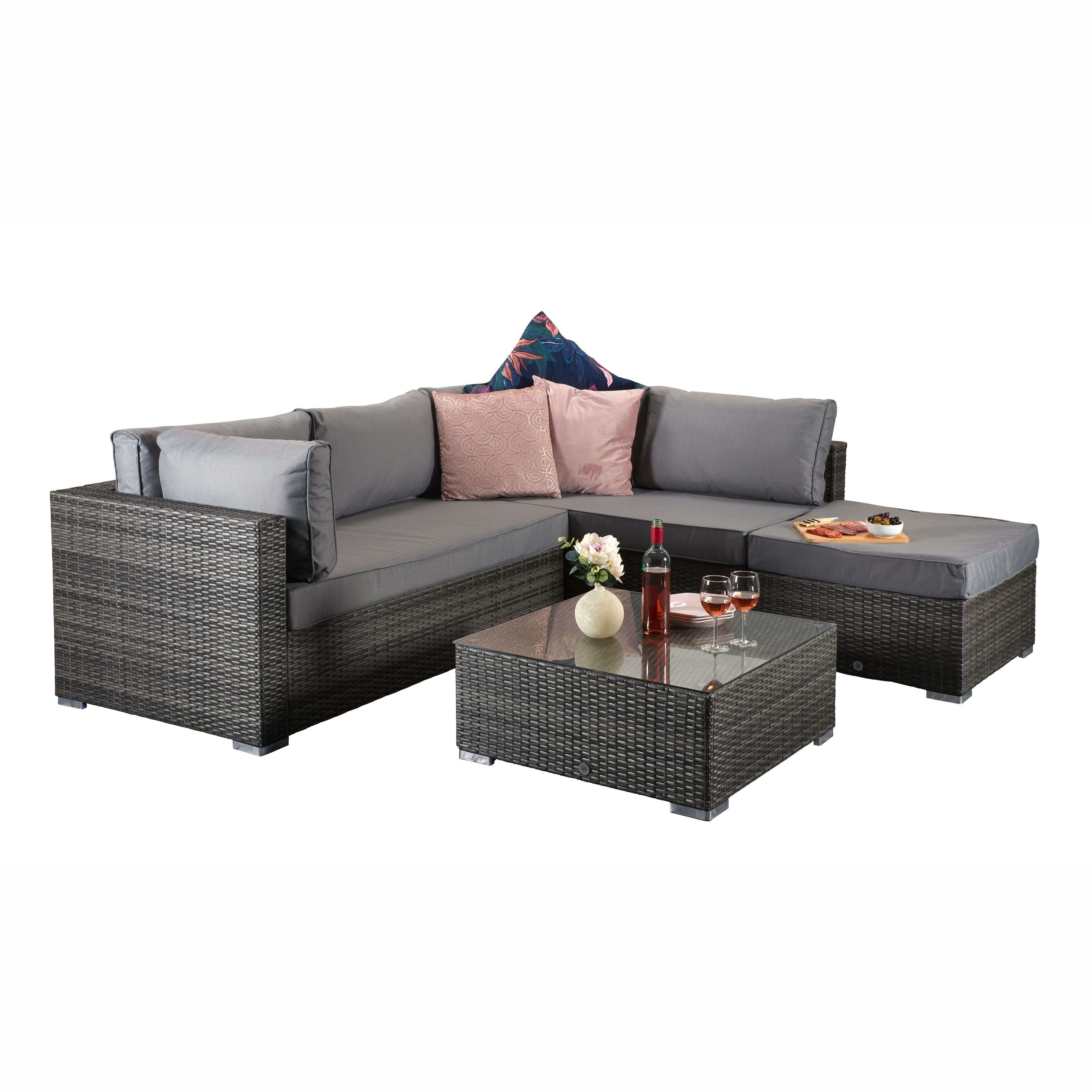 Exceptional Garden:Signature Weave Savannah Corner Sofa Set - Grey