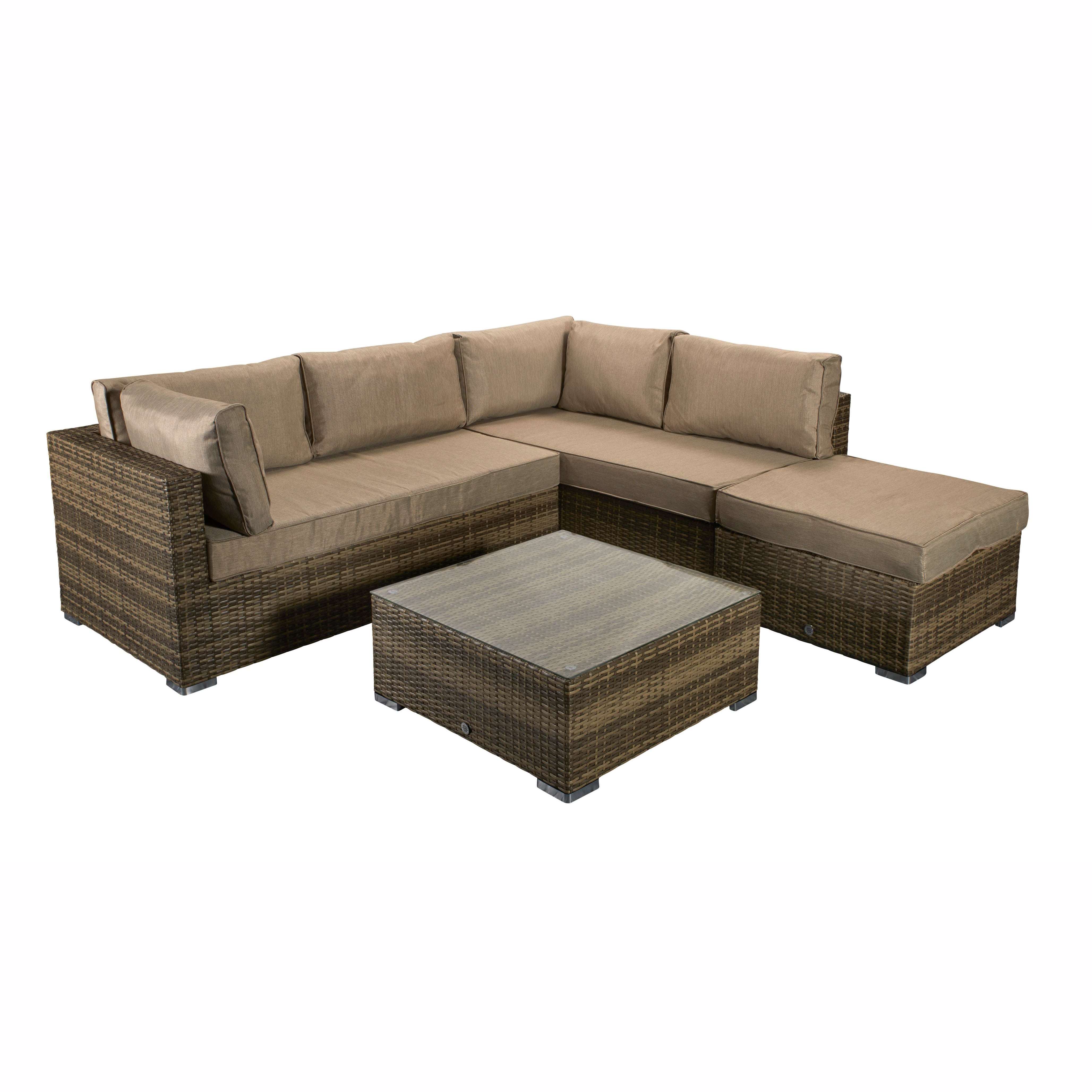 Exceptional Garden:Signature Weave Savannah Corner Sofa Set - Nature Brown