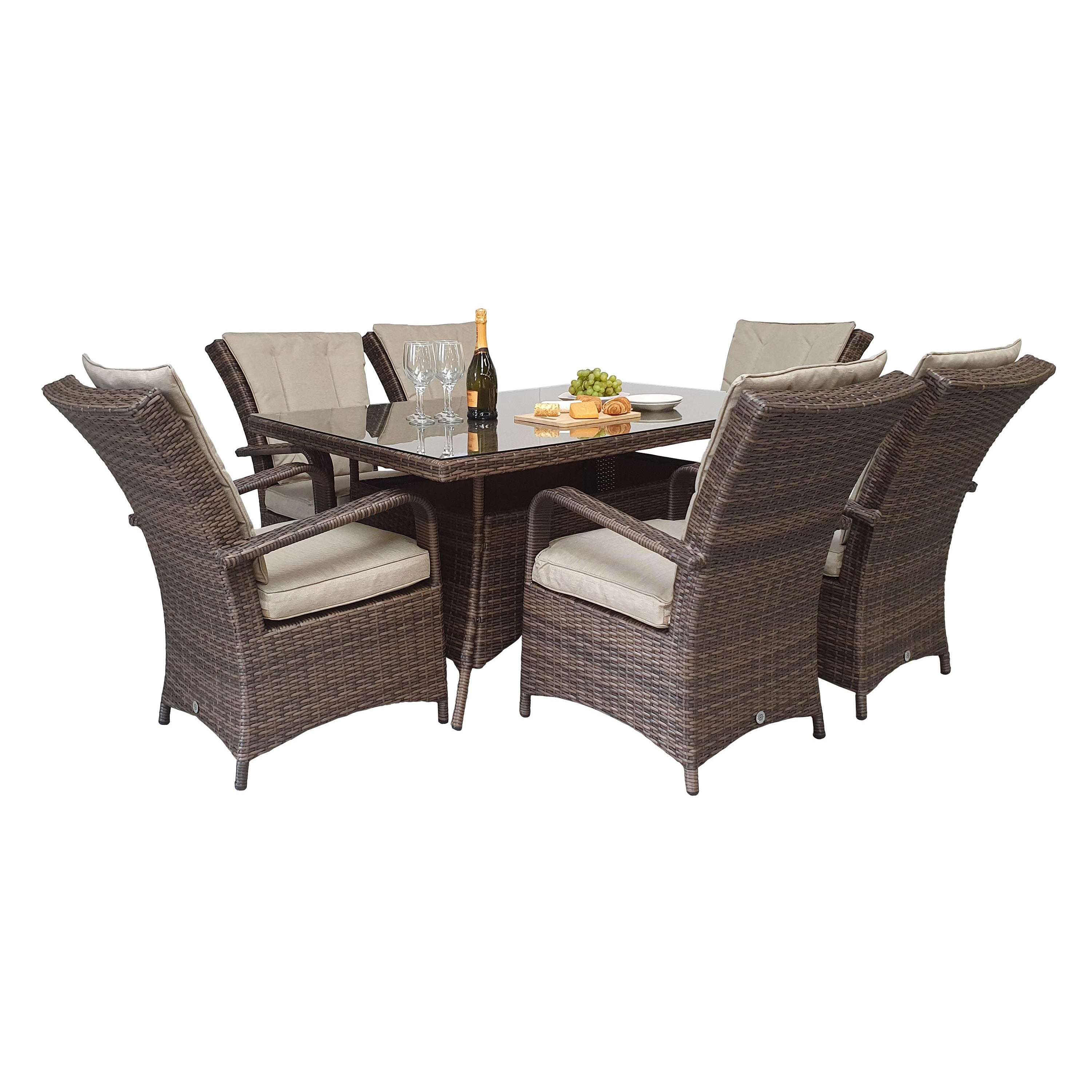 Exceptional Garden:Signature Weave Florence 6-Seater Rectangular Dining Set - Brown