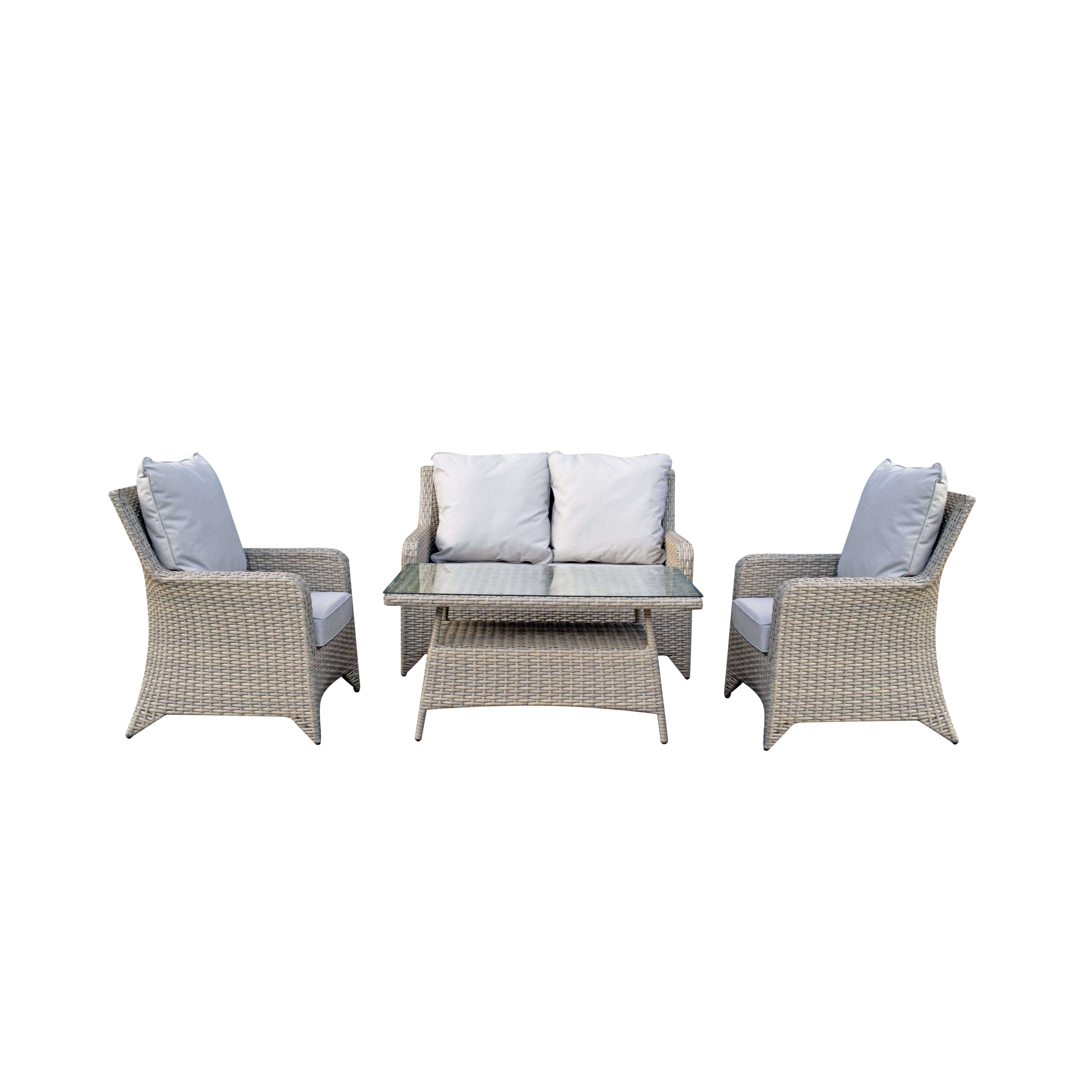 Exceptional Garden:Signature Weave Sarah 4-Seater Sofa Set with New Coffee Table Design - Nature