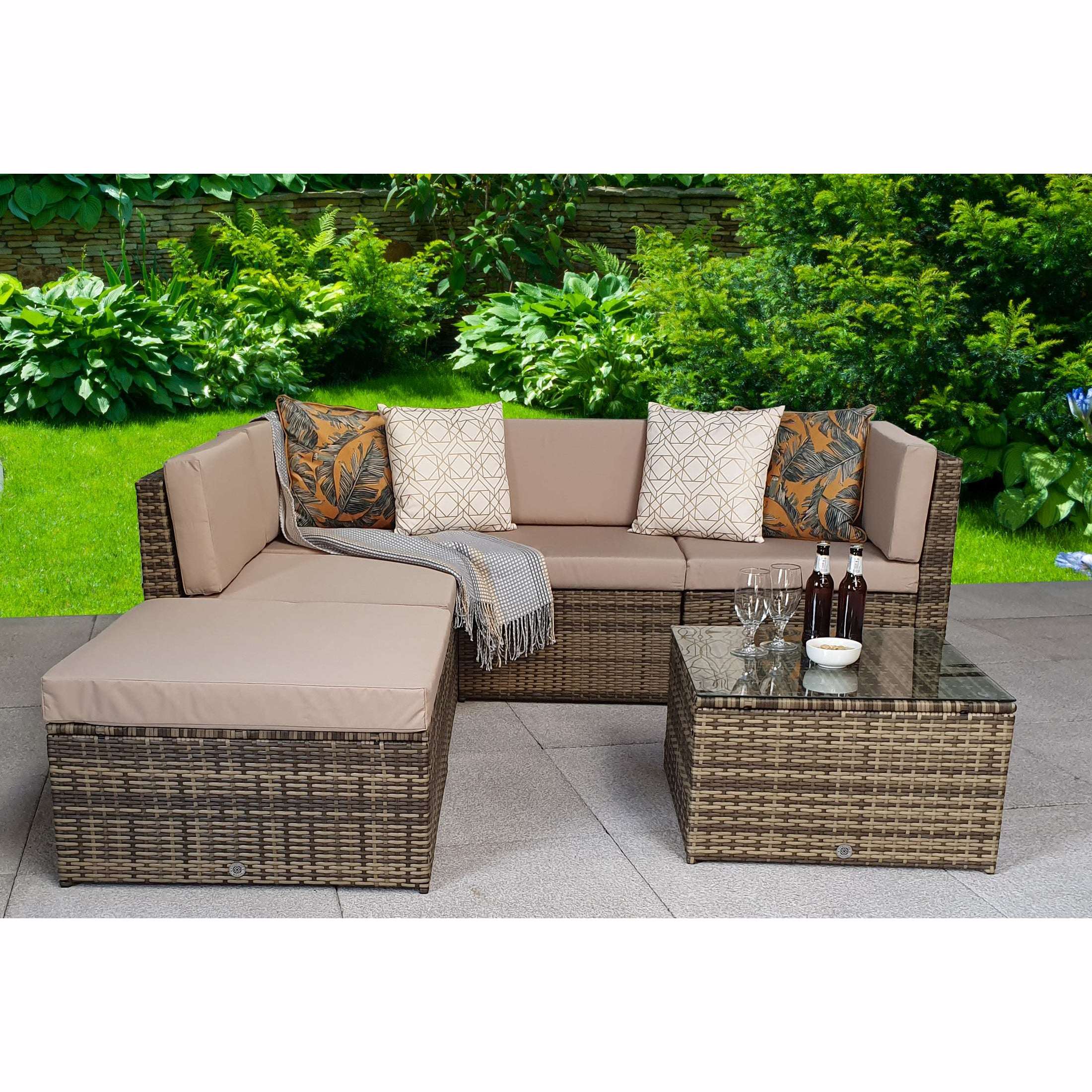 Exceptional Garden:Signature Weave Stella Corner Sofa Set - Nature/Brown