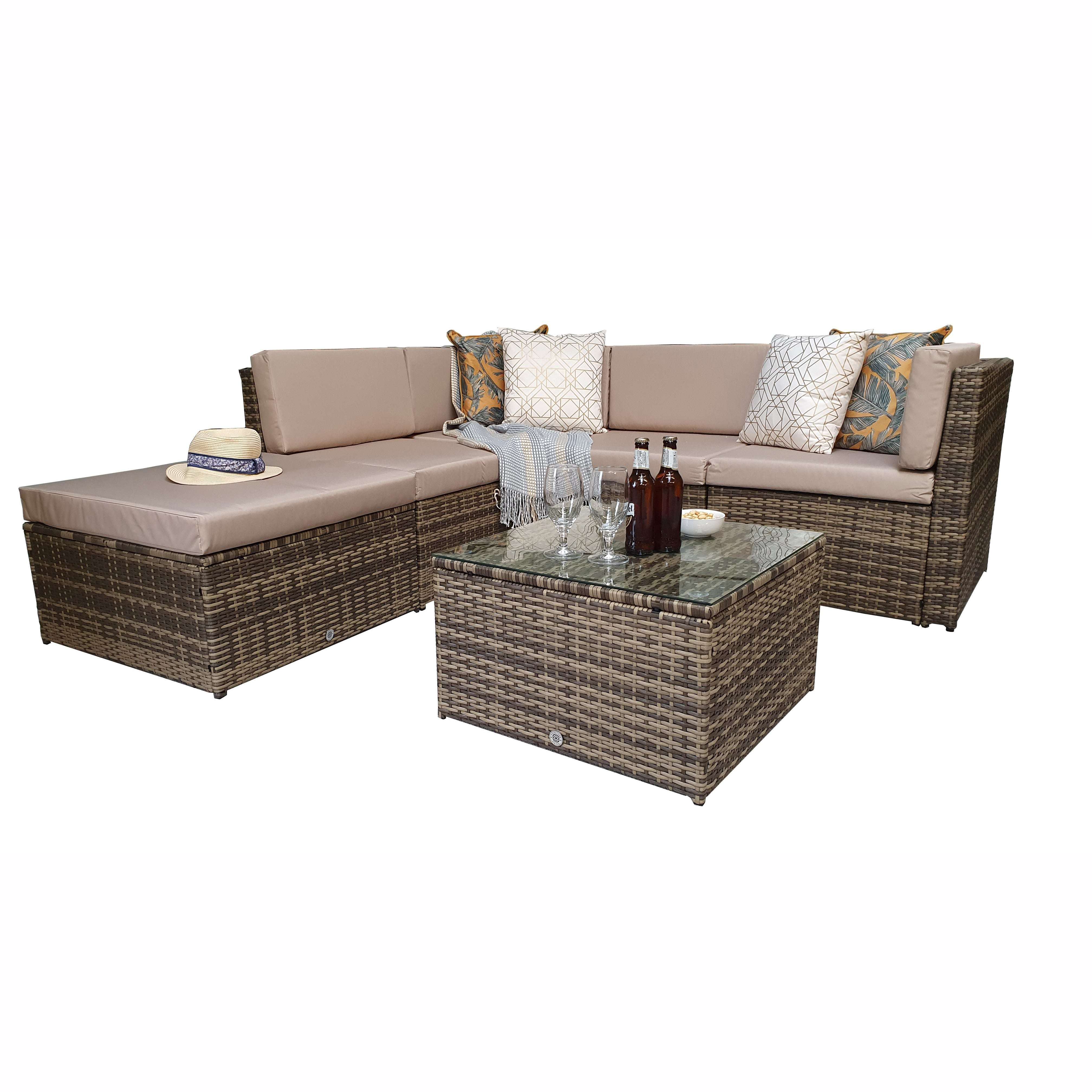 Exceptional Garden:Signature Weave Stella Corner Sofa Set - Nature/Brown