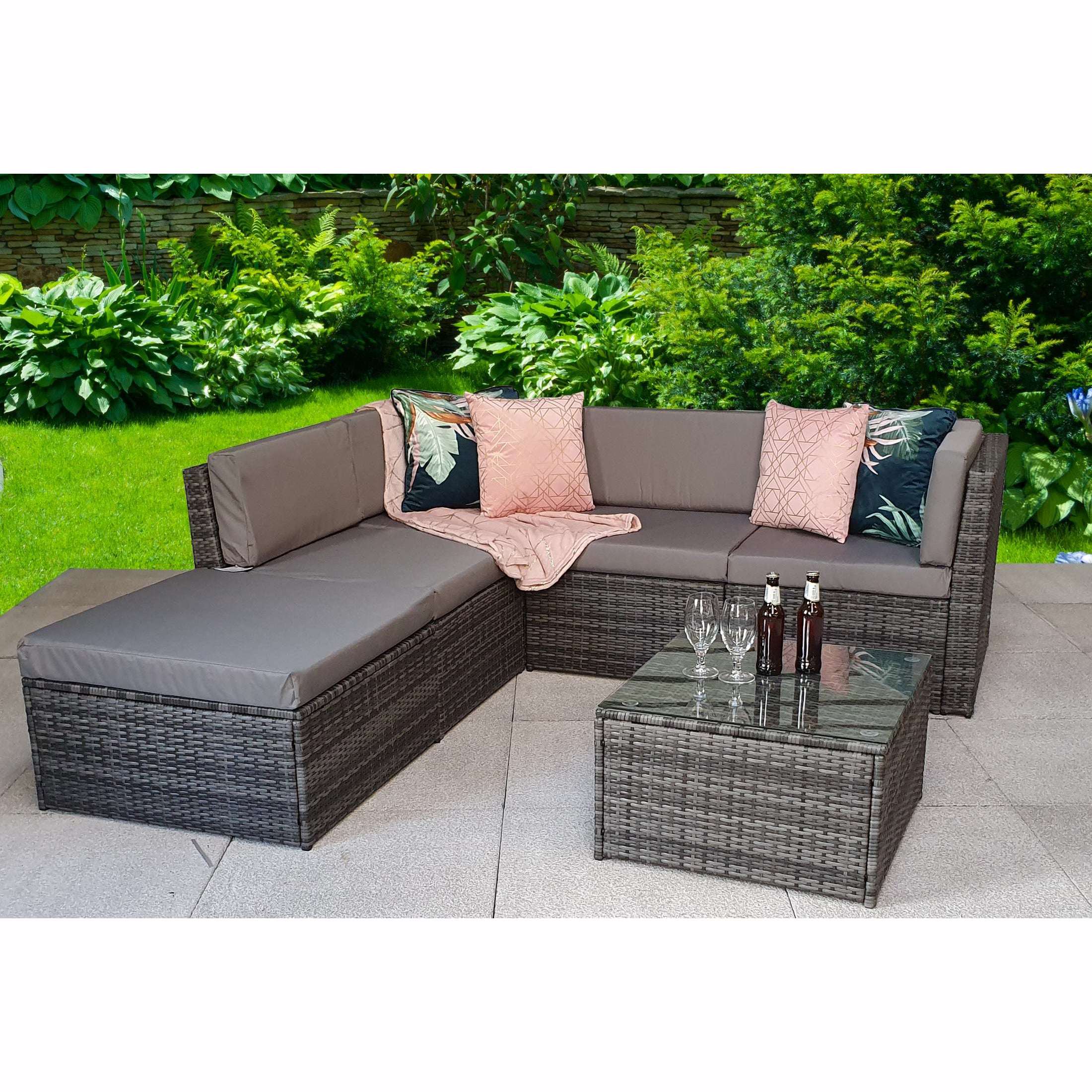 Exceptional Garden:Signature Weave Stella Corner Sofa Set - Grey